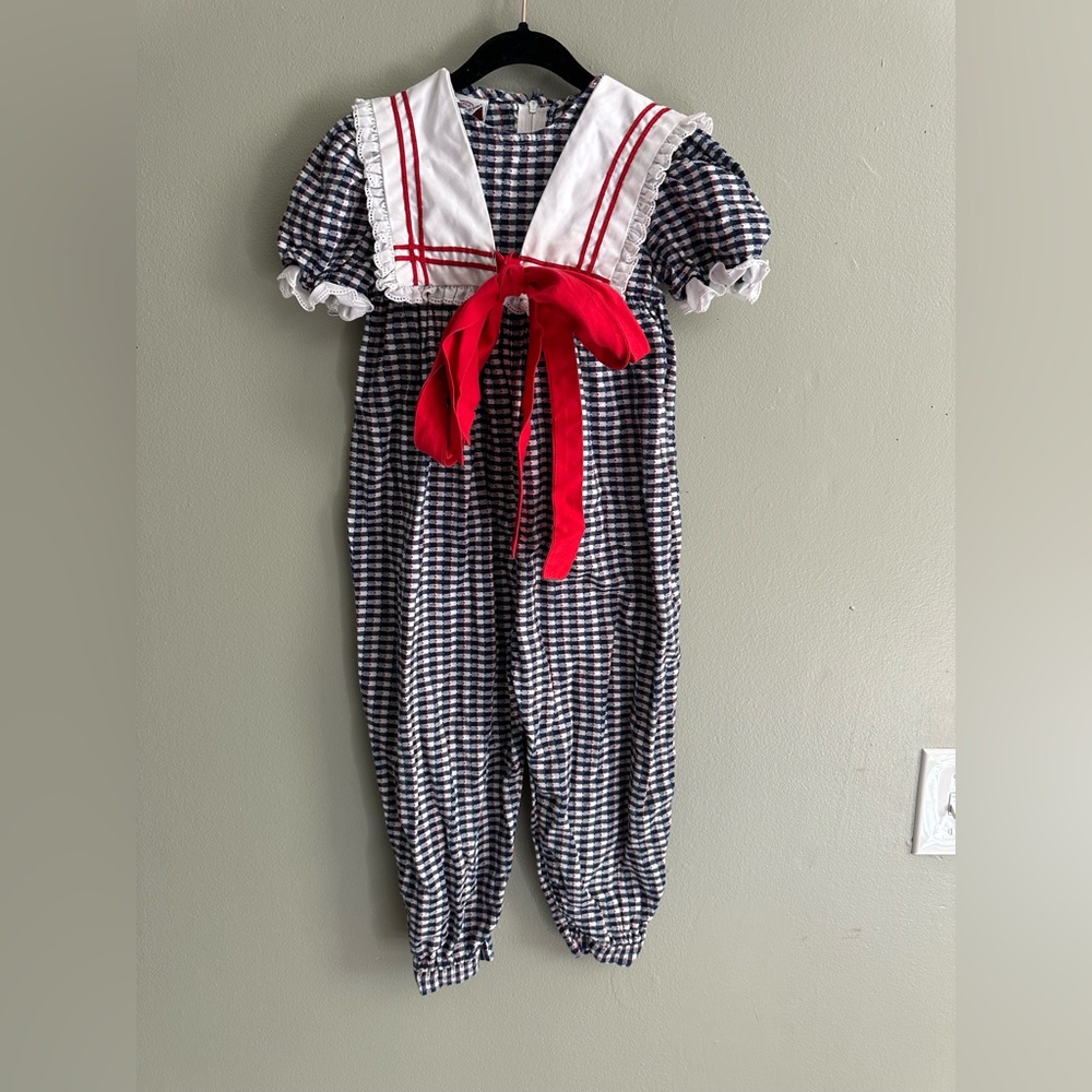 Good Lad White and Blue Checkered One Piece Outfit 3T